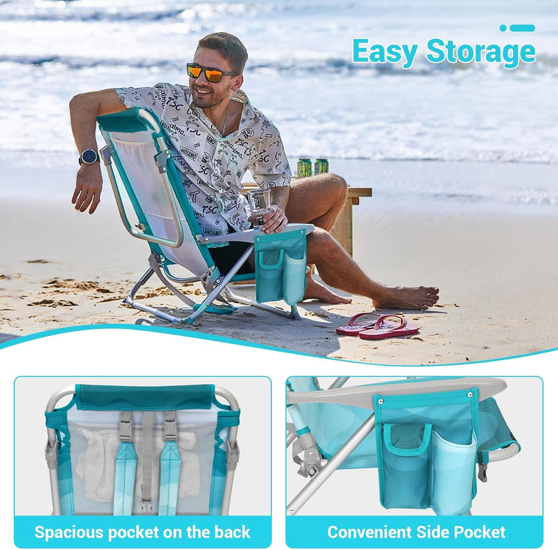 Load image into Gallery viewer, WEJOY Folding Beach Chair for Adults – 4-Position Adjustable Cyan