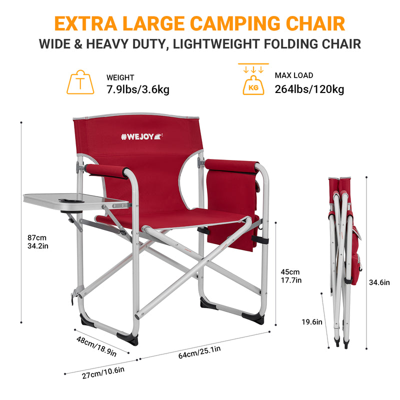 Load image into Gallery viewer, WEJOY Premium Director's Camping Chair – Heavy Duty 264lb Capacity with Side Table & Umbrella Holder