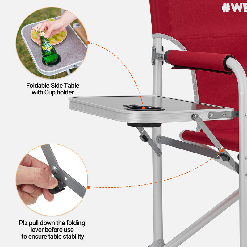 Load image into Gallery viewer, WEJOY Premium Director's Camping Chair – Heavy Duty 264lb Capacity with Side Table & Umbrella Holder