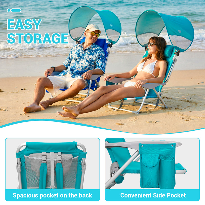 Load image into Gallery viewer, WEJOY WAVORA B10 PLUS Beach Chair with Canopy Shade Easy Storage with Spacious Pocket on the Back