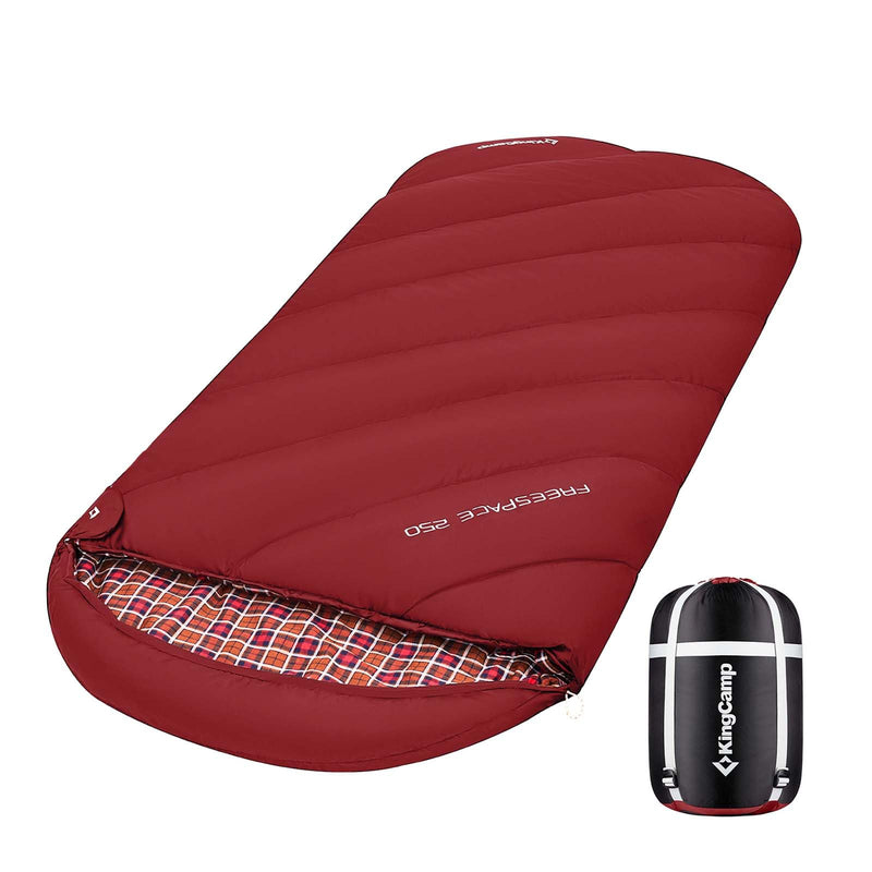 Load image into Gallery viewer, KingCamp FREESPACE 250 3-Season Plus Size Flannel Sleeping Bag Wine