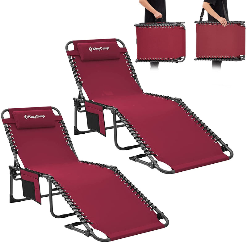 Load image into Gallery viewer, KingCamp 3-Folding Lounge Chair Set of 2