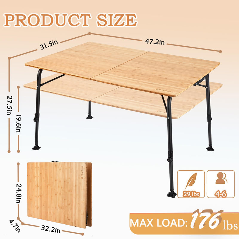 Load image into Gallery viewer, KingCamp BAMBOO 12080 Bamboo Table