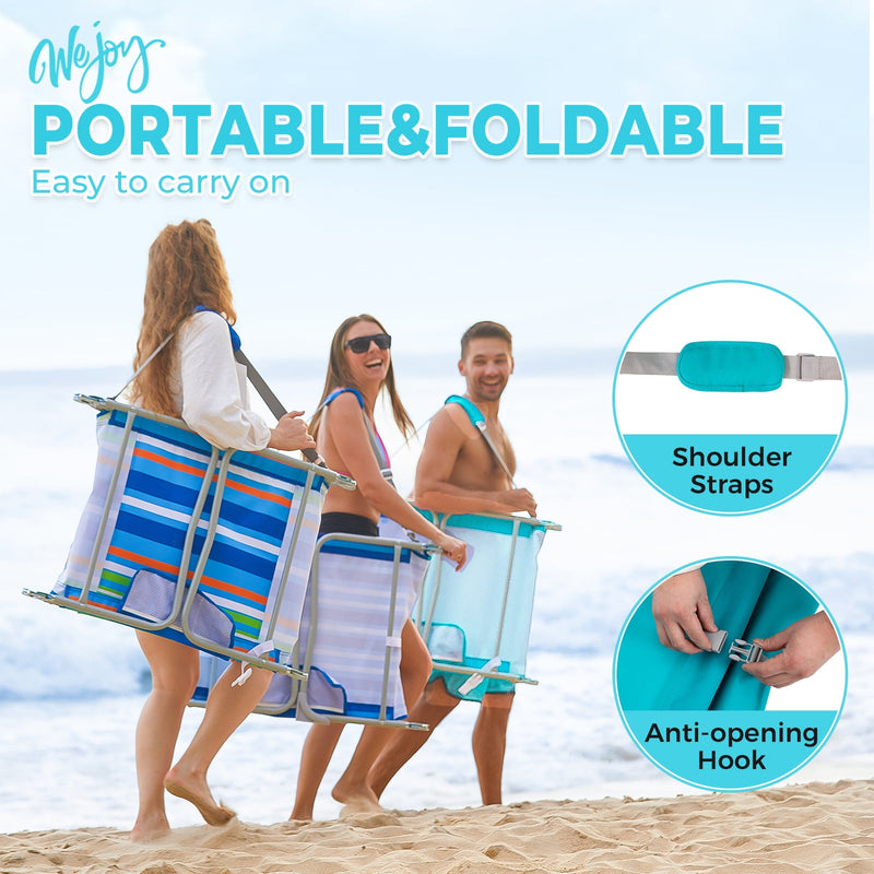 Load image into Gallery viewer, WEJOY Folding Adjustable Back Fabric Beach Lounger