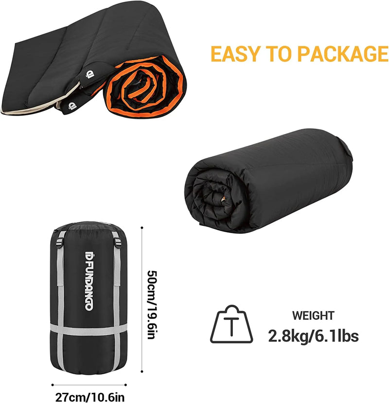 Load image into Gallery viewer, FUNDANGO COMFORT 200D Double Sleeping Bag with Hood