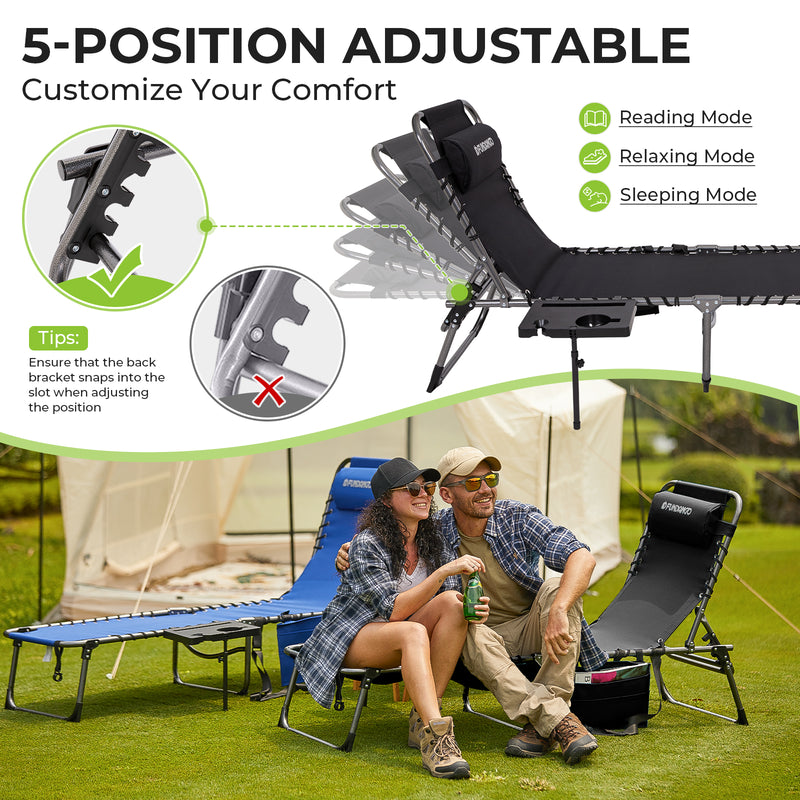 Load image into Gallery viewer, FUNDANGO Outdoor Folding Chaise Lounge Chair with Side Table