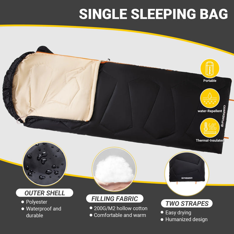 Load image into Gallery viewer, FUNDANGO WARM 200 Single Sleeping Bag-Envelope With Hood