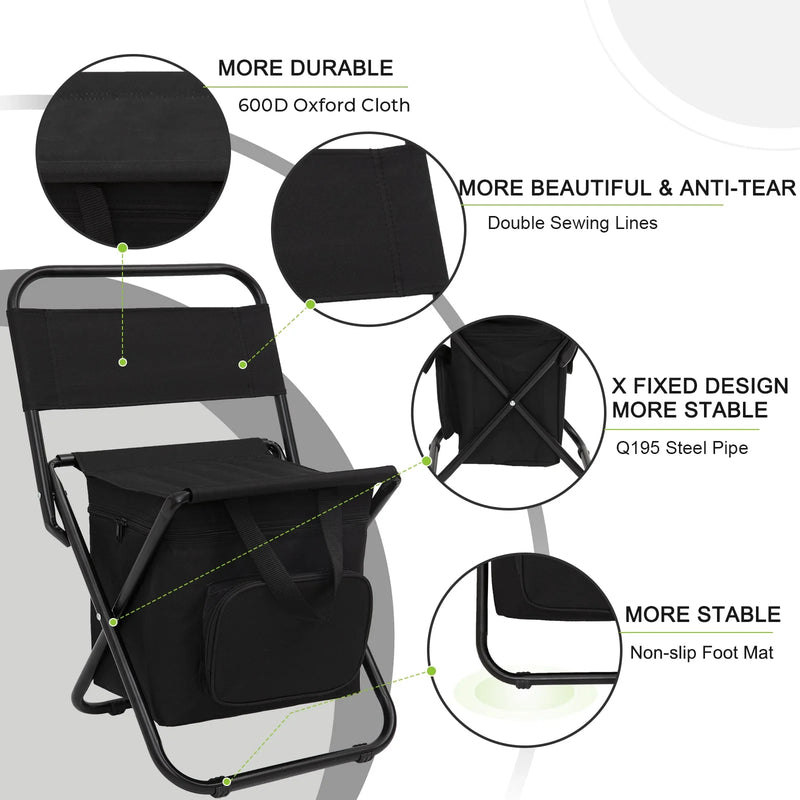 Load image into Gallery viewer, FUNDANGO 2 Pack Portable Foldable Camping Chair with Cooler Bag