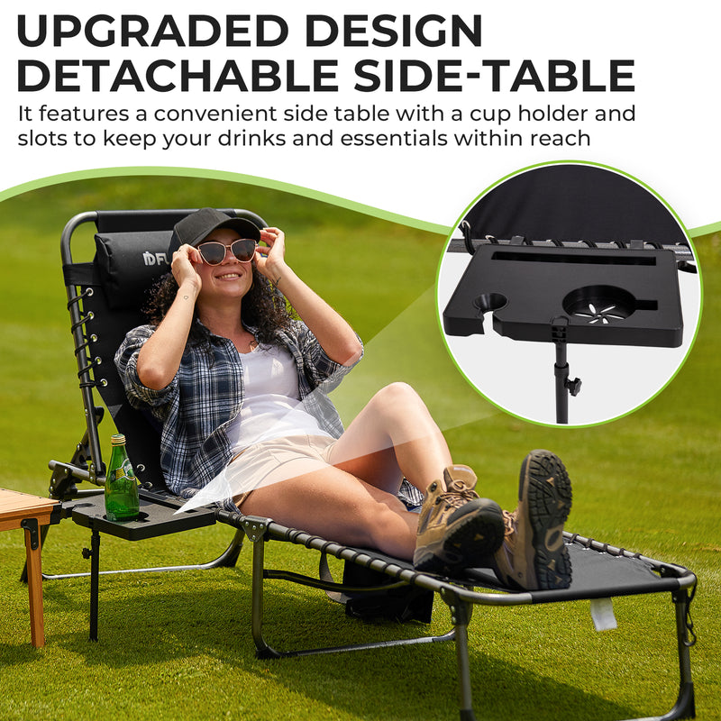 Load image into Gallery viewer, FUNDANGO Outdoor Folding Chaise Lounge Chair with Side Table