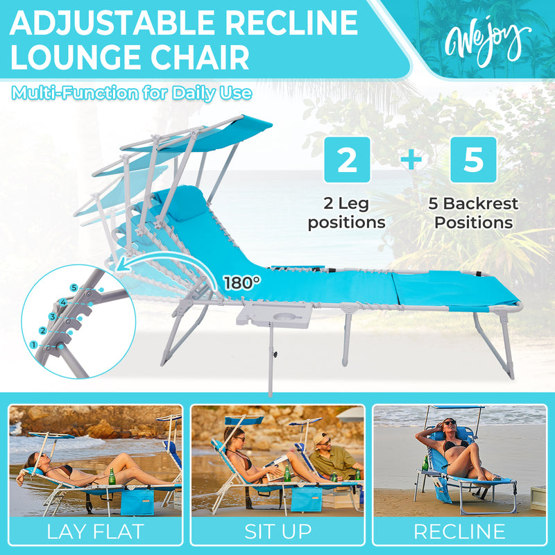 Load image into Gallery viewer, WEJOY Cool Lounge Chair Plus Folding Chaise Lounge Chair with Adjustable Back