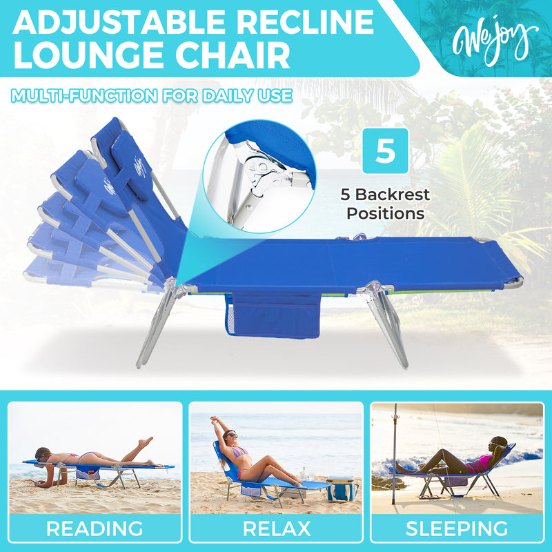 Load image into Gallery viewer, WEJOY Folding Adjustable Back Fabric Beach Lounger
