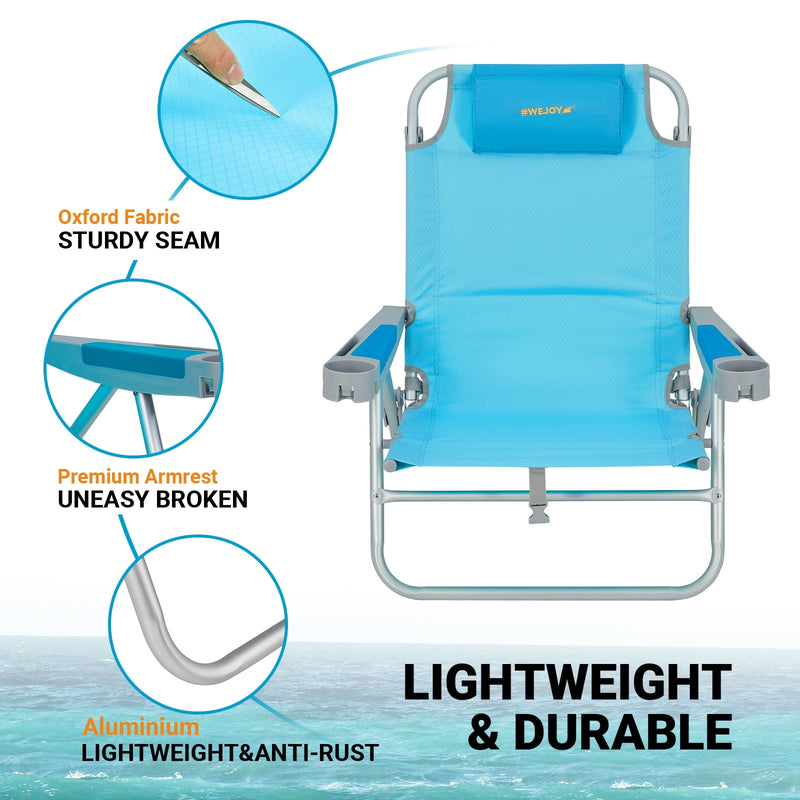 Load image into Gallery viewer, WEJOY Adjustable 5-Position Reclining Beach Chair