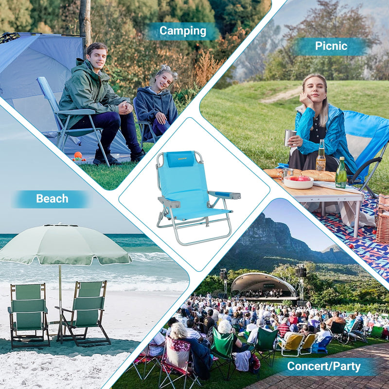 Load image into Gallery viewer, WEJOY Adjustable 5-Position Reclining Beach Chair