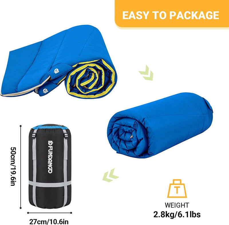 Load image into Gallery viewer, FUNDANGO COMFORT 200D Double Sleeping Bag with Hood