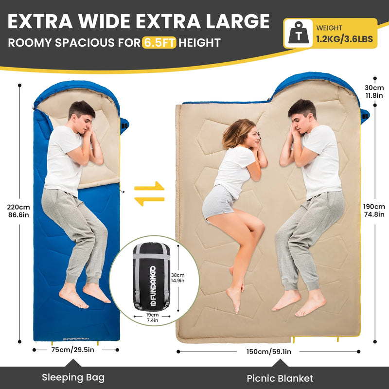 Load image into Gallery viewer, FUNDANGO WARM 200 Sleeping Bag-Envelope With Hood