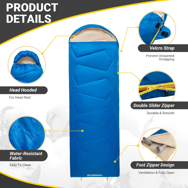 Load image into Gallery viewer, FUNDANGO WARM 200 Sleeping Bag-Envelope With Hood