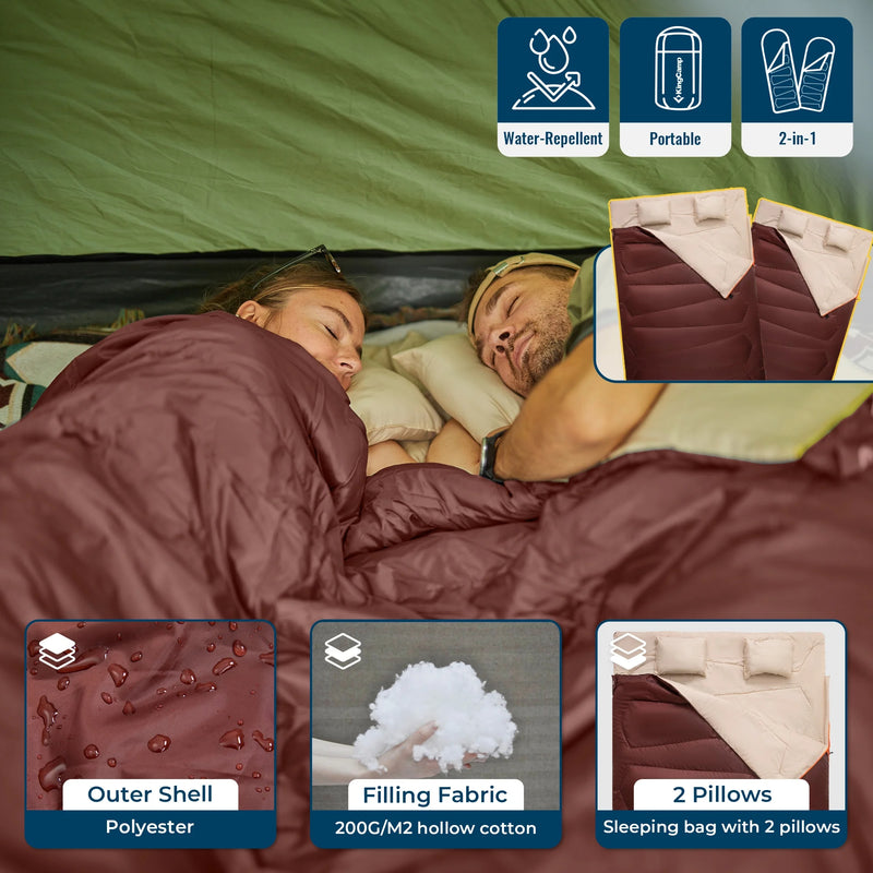Load image into Gallery viewer, FUNDANGO COMFORT 200D Double Sleeping Bag with Hood