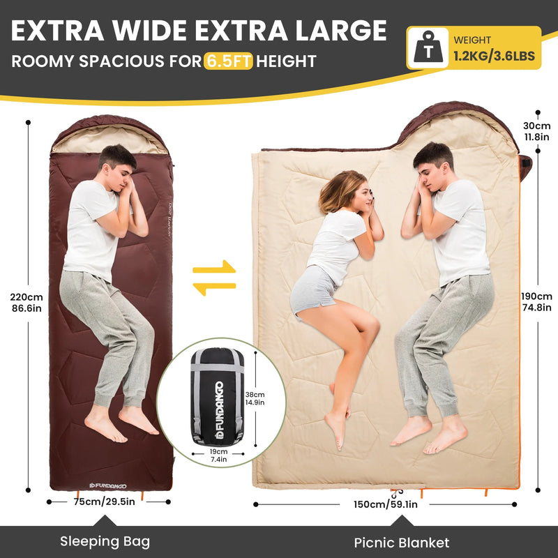 Load image into Gallery viewer, FUNDANGO WARM 200 Sleeping Bag-Envelope With Hood