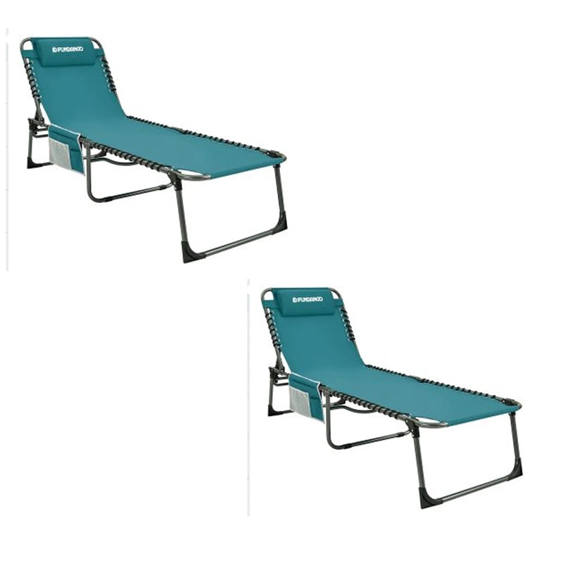 Load image into Gallery viewer, FUNDANGO Outdoor Folding Chaise Lounge Chair with Side Table