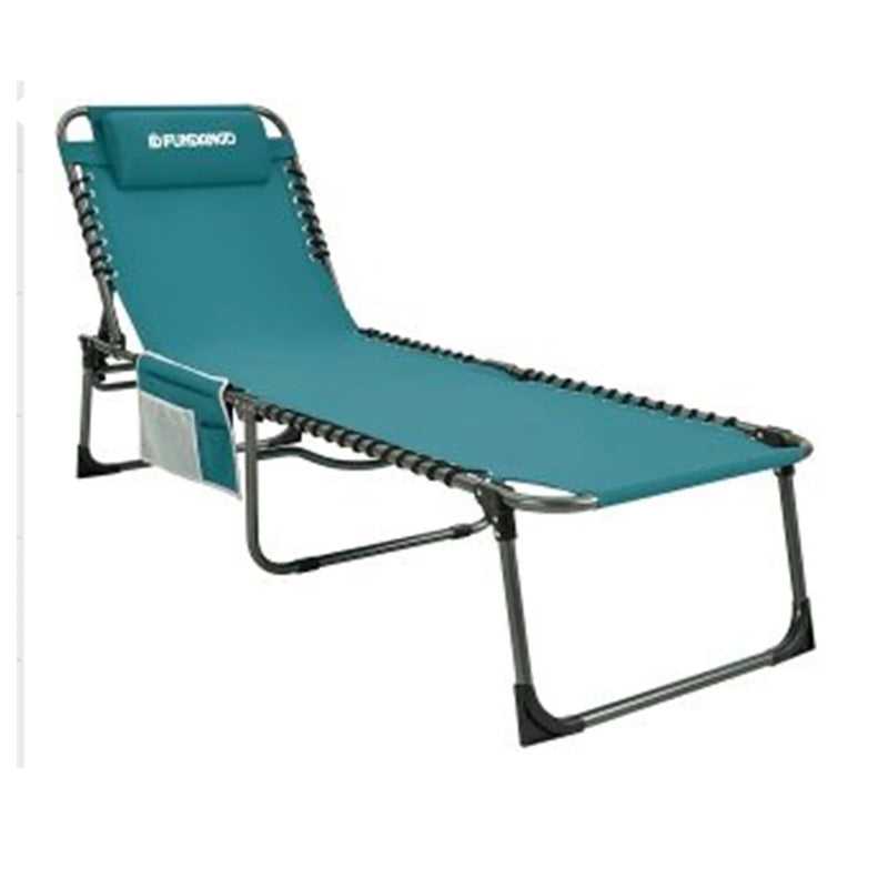 Load image into Gallery viewer, FUNDANGO Outdoor Folding Chaise Lounge Chair with Side Table