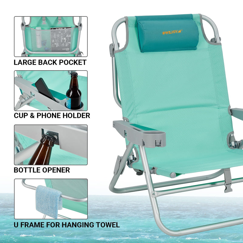 Load image into Gallery viewer, WEJOY Adjustable 5-Position Reclining Beach Chair