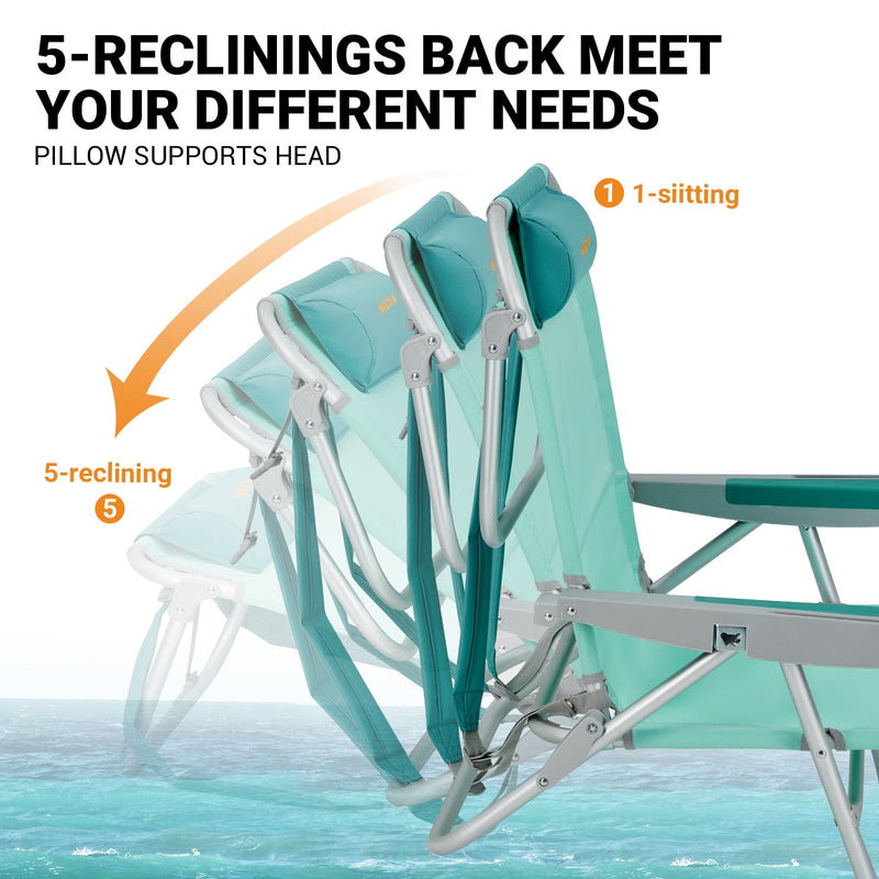 Load image into Gallery viewer, WEJOY Adjustable 5-Position Reclining Beach Chair