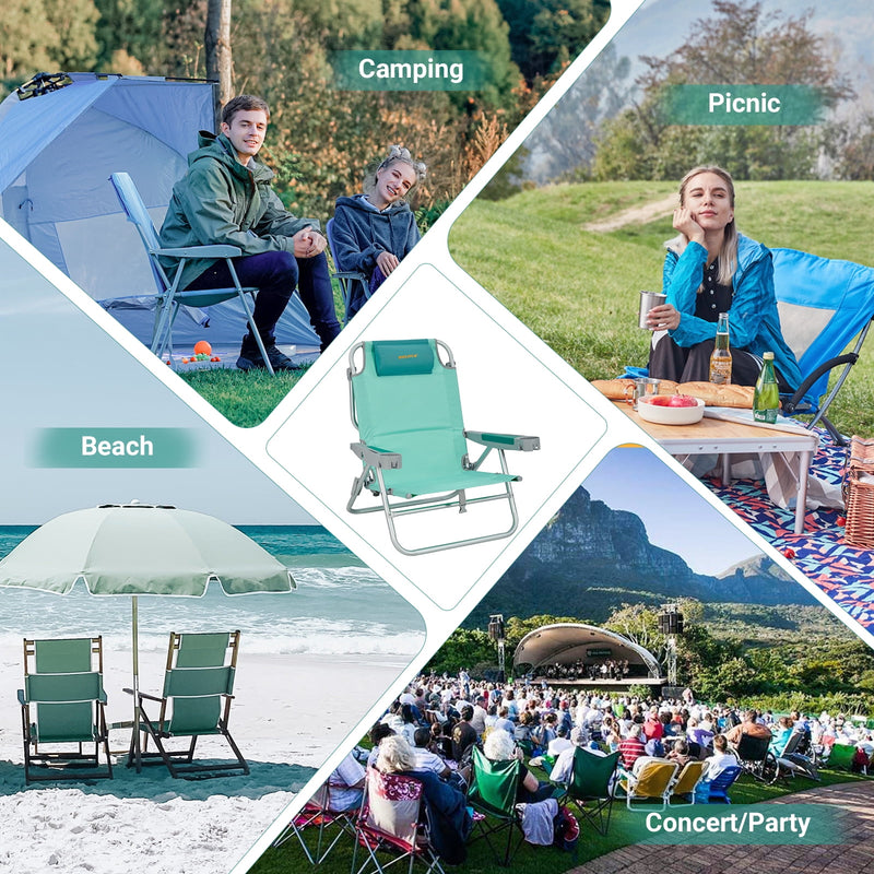 Load image into Gallery viewer, WEJOY Adjustable 5-Position Reclining Beach Chair