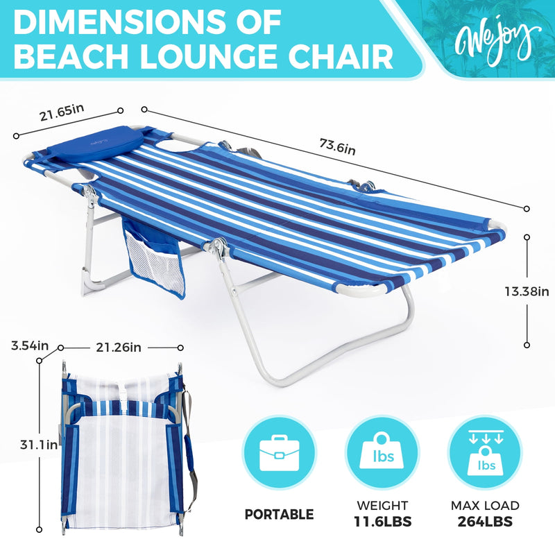 Load image into Gallery viewer, WEJOY Folding Adjustable Back Fabric Beach Lounger