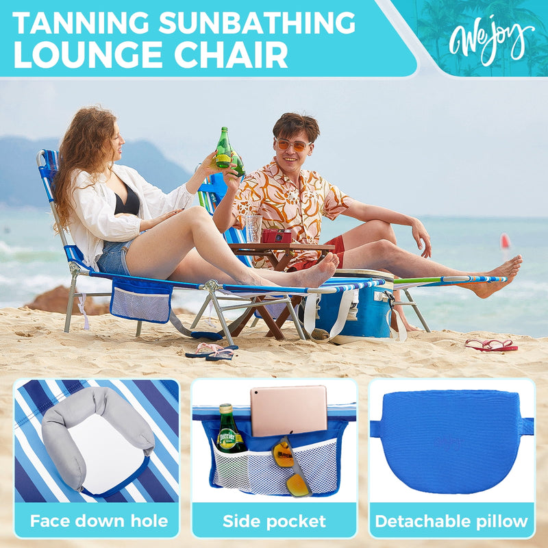 Load image into Gallery viewer, WEJOY Folding Adjustable Back Fabric Beach Lounger