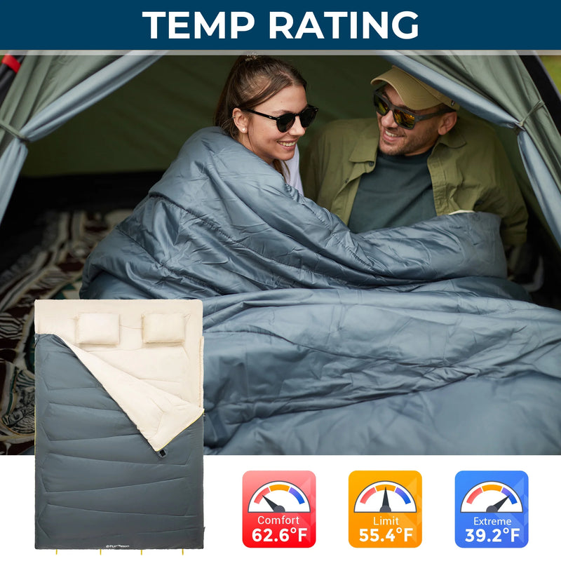 Load image into Gallery viewer, FUNDANGO COMFORT 200D Double Sleeping Bag with Hood