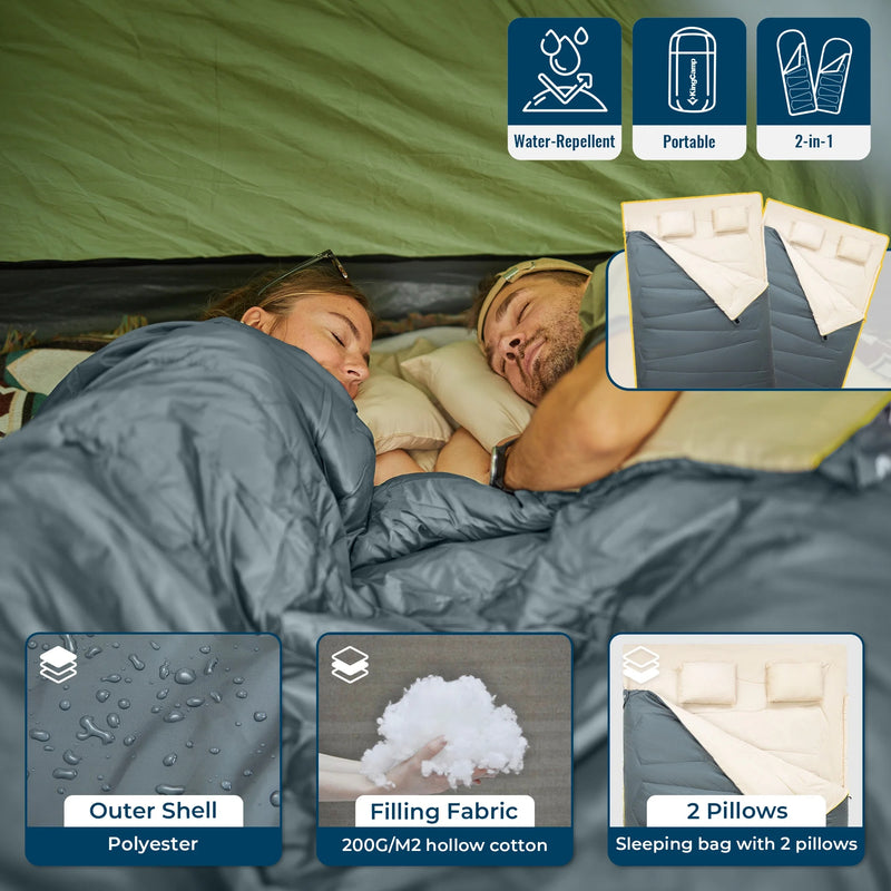 Load image into Gallery viewer, FUNDANGO COMFORT 200D Double Sleeping Bag with Hood