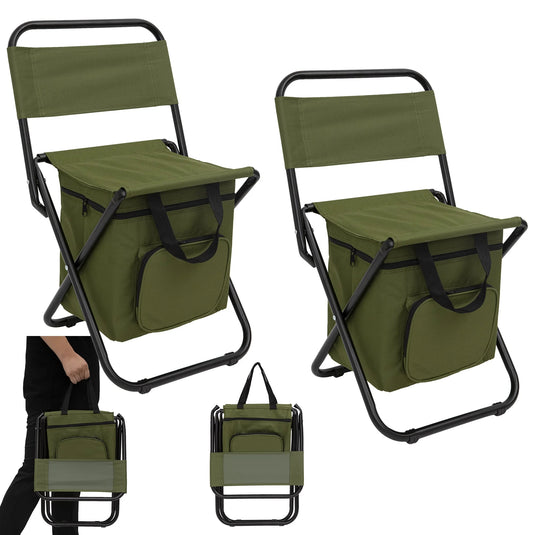 FUNDANGO 2 Pack Portable Foldable Camping Chair with Cooler Bag