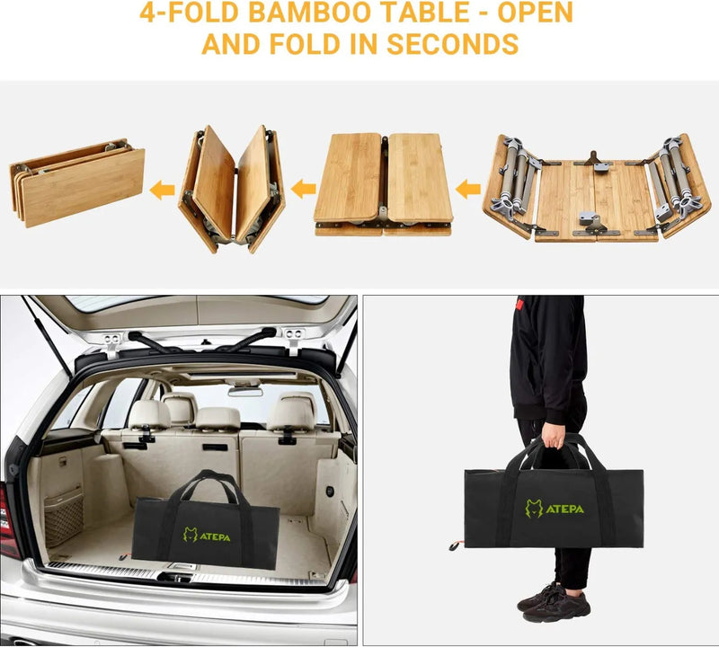 Load image into Gallery viewer, ATEPA BAMBOO 4-Folded Bamboo Table