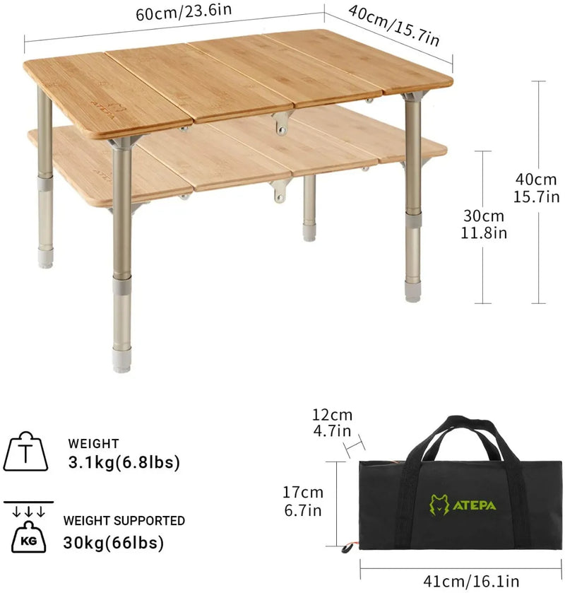 Load image into Gallery viewer, ATEPA BAMBOO 4-Folded Bamboo Table
