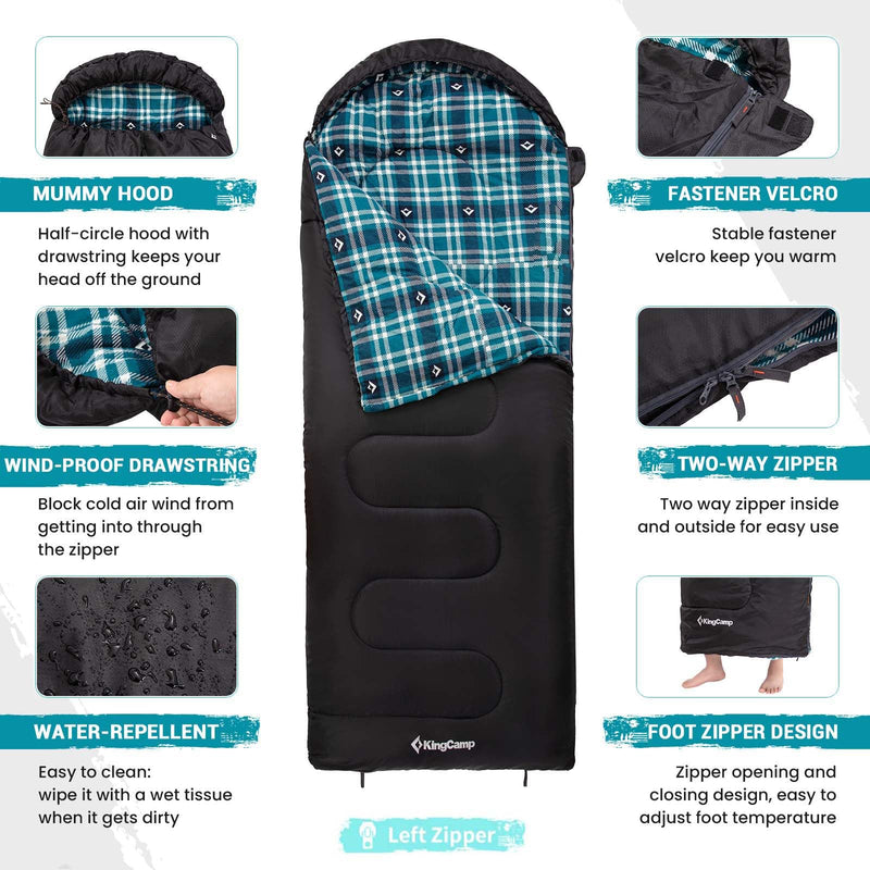 Load image into Gallery viewer, KingCamp CLOUDY 400 Sleeping Bag-Envelope With Hood