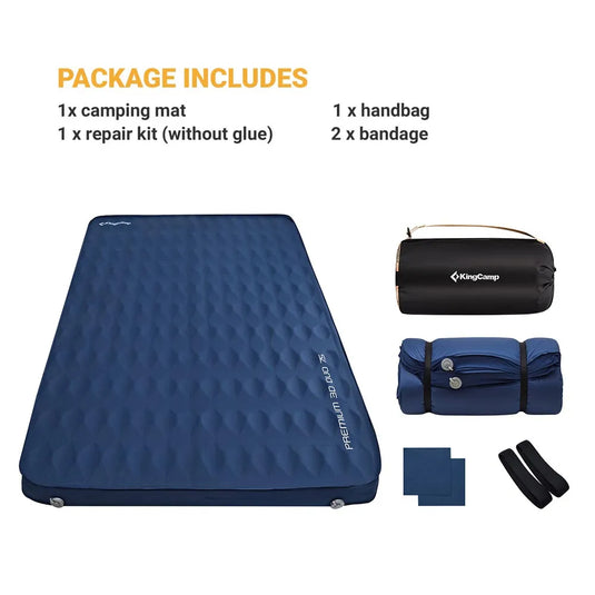 KingCamp Roll Up Camping Foam Pad Double Self-inflateble Pad Navy R Value 6.1