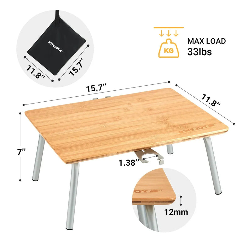 Cargue la imagen en el visor de la galería, WEJOY BAMBOO 4030 Mini mesa de bambú con soporte para vasos