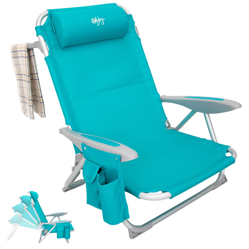 Load image into Gallery viewer, WEJOY Adjustable Beach Chair with Cup Holder and Padded Headrest