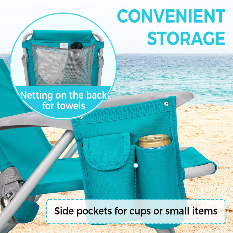 Load image into Gallery viewer, WEJOY Adjustable Beach Chair with Cup Holder and Padded Headrest