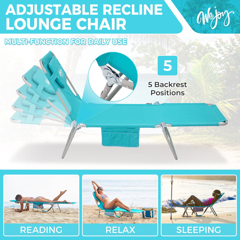 Load image into Gallery viewer, WEJOY Folding Adjustable Back Fabric Beach Lounger