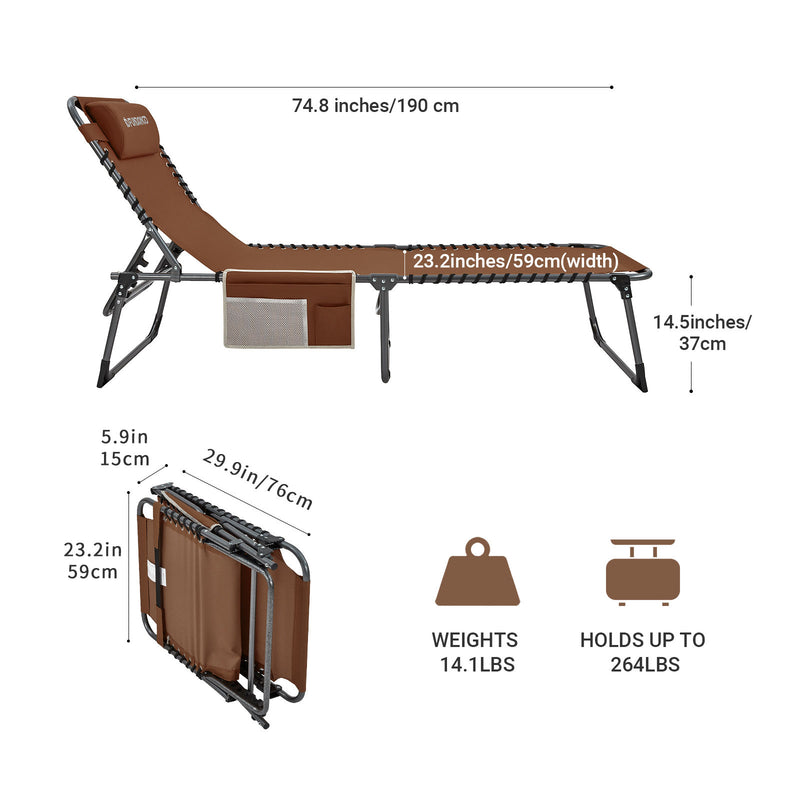 Load image into Gallery viewer, FUNDANGO 3-Folding Steel Cot Lounge Chair