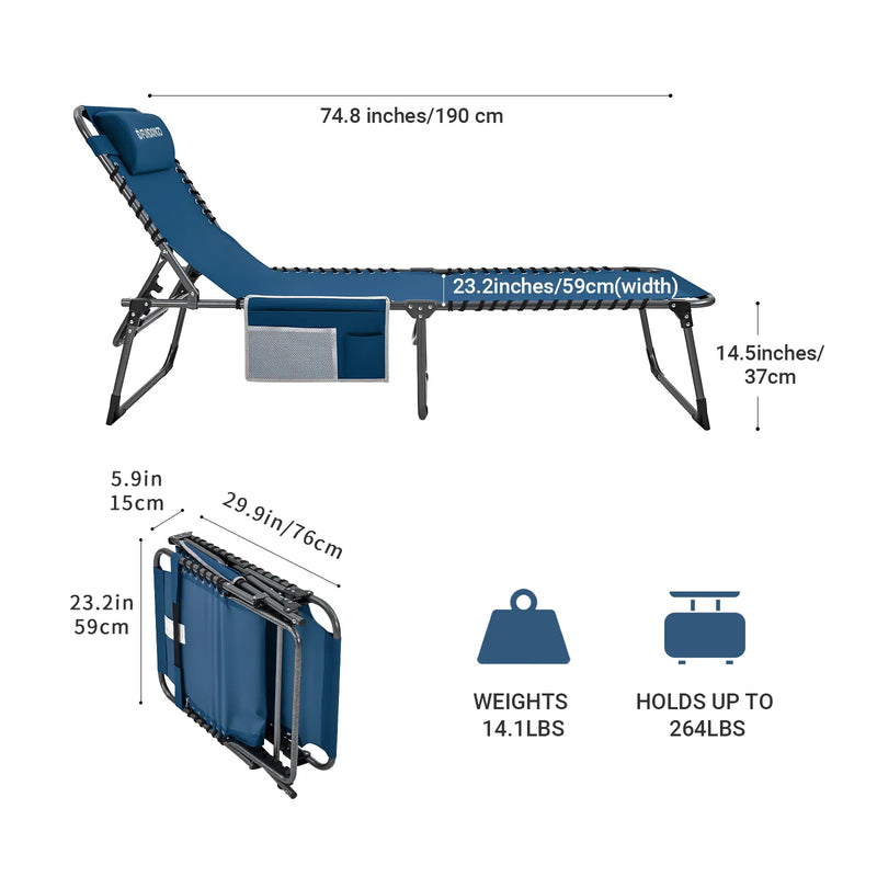 Load image into Gallery viewer, FUNDANGO 3-Folding Steel Cot Lounge Chair