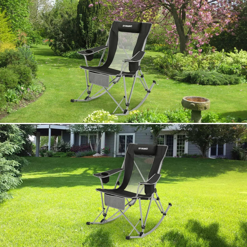 Cargue la imagen en el visor de la galería, FUNDANGO Portable Rocking Chair Folding Chair with Stable Frame