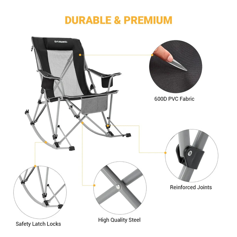 Cargue la imagen en el visor de la galería, FUNDANGO Portable Rocking Chair Folding Chair with Stable Frame