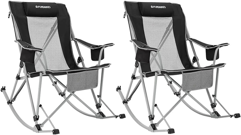 Cargue la imagen en el visor de la galería, FUNDANGO Rocking Chair Folding Chair Black