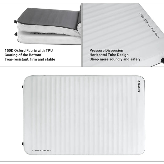 KingCamp PREMIUM Double 7.5 cm Thick Self-Inflating Camping Mattress R Value 7.5