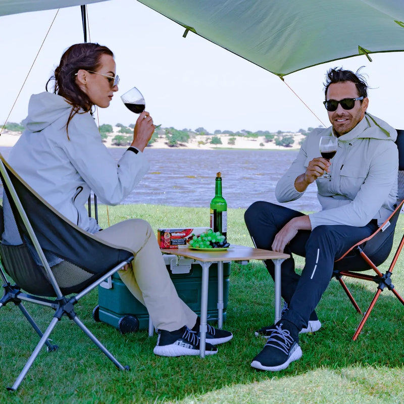 Load image into Gallery viewer, KingCamp Adjustable Height 4-Folding Bamboo Coffee Table for 1-2 Person