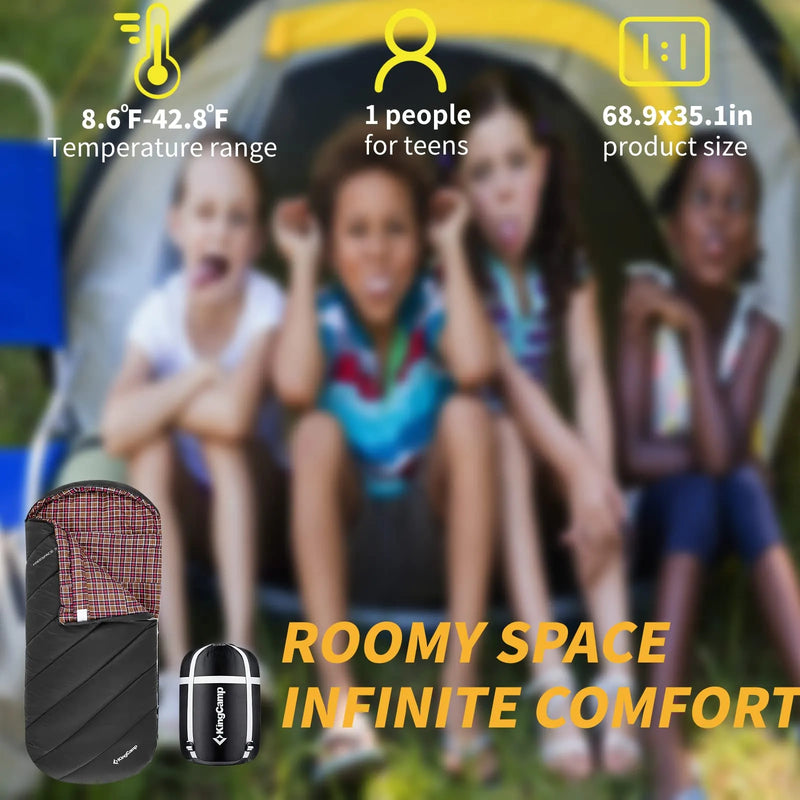 Load image into Gallery viewer, KingCamp FREESPACE 300S Kids Sleeping Bag-Envelope With Hood