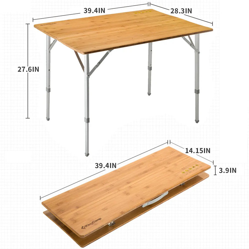 Cargue la imagen en el visor de la galería, KingCamp 2-Folded Bamboo Table For 4 People
