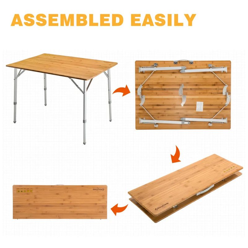Cargue la imagen en el visor de la galería, KingCamp 2-Folded Bamboo Table For 4 People